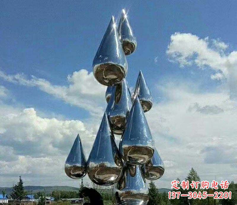 达州不锈钢镜面大型水滴雕塑——艺术精美、精致优雅
