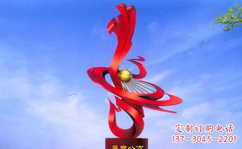 达州不锈钢孔雀凤迎八方雕塑