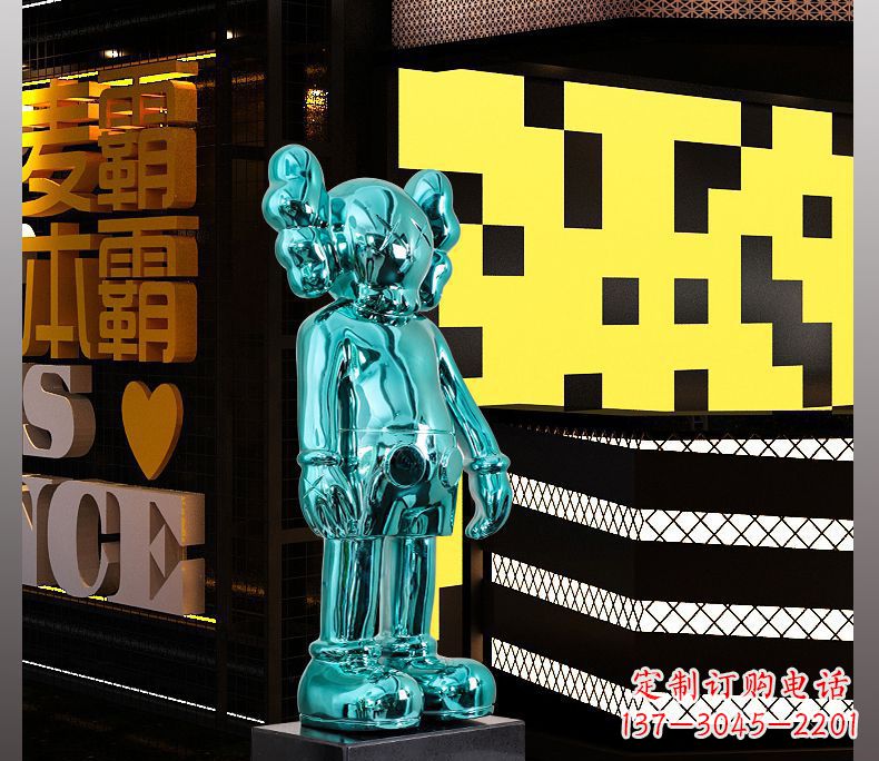 达州不锈钢蓝色机器人雕塑