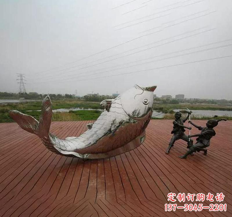 达州不锈钢鲤鱼雕塑传承中国文化