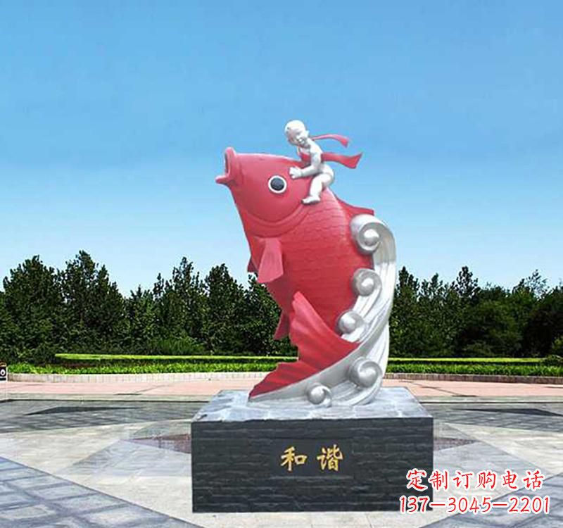 达州不锈钢鲤鱼动物雕塑