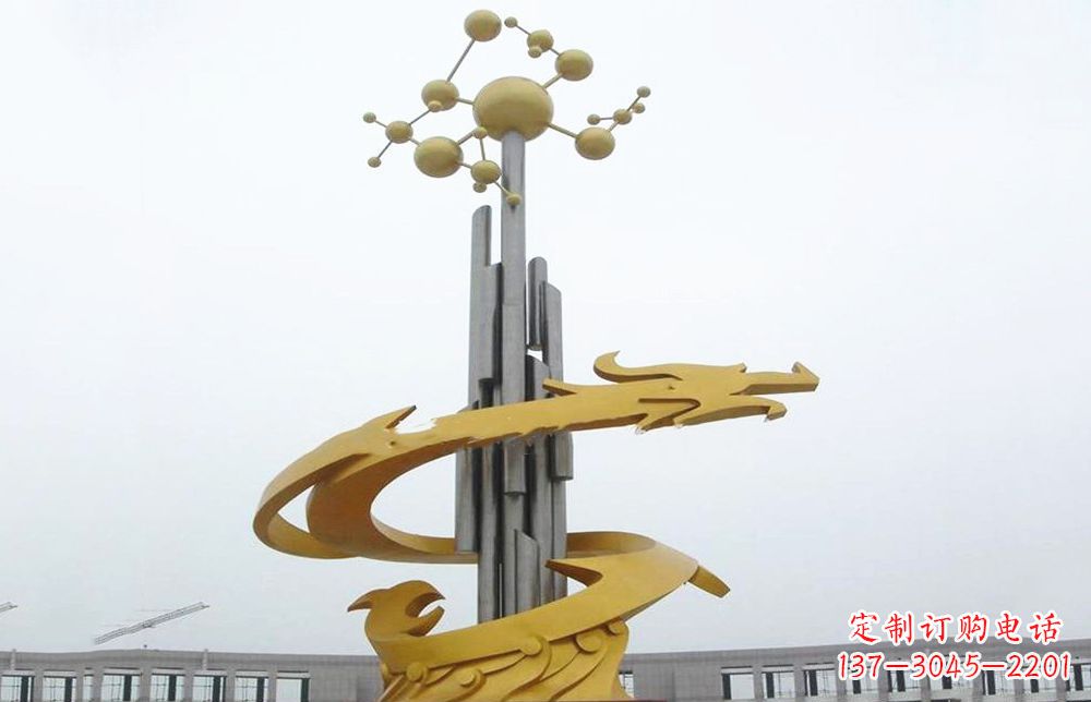 达州龙雕塑——点缀不锈钢城市景观