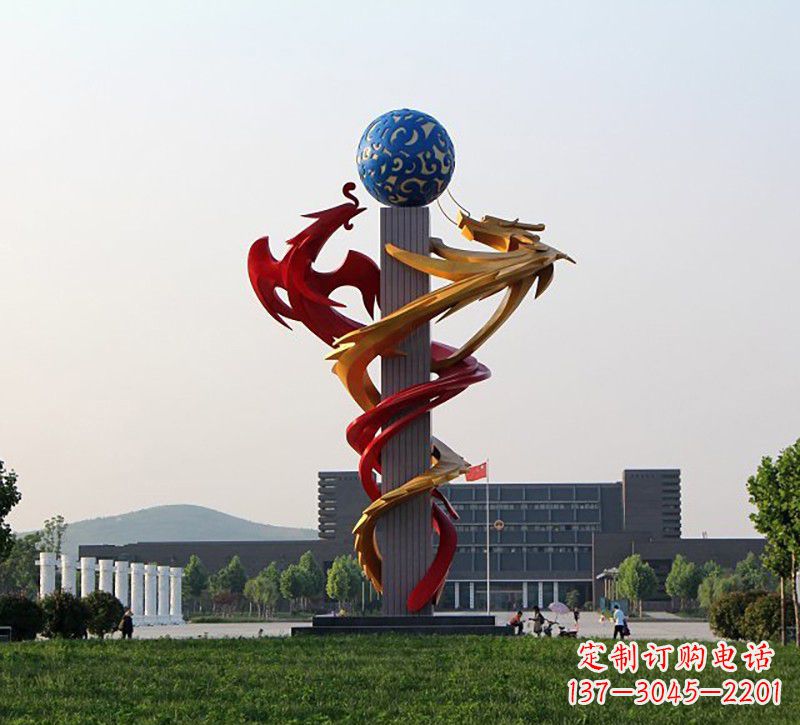 达州不锈钢龙凤雕塑神秘而又神奇
