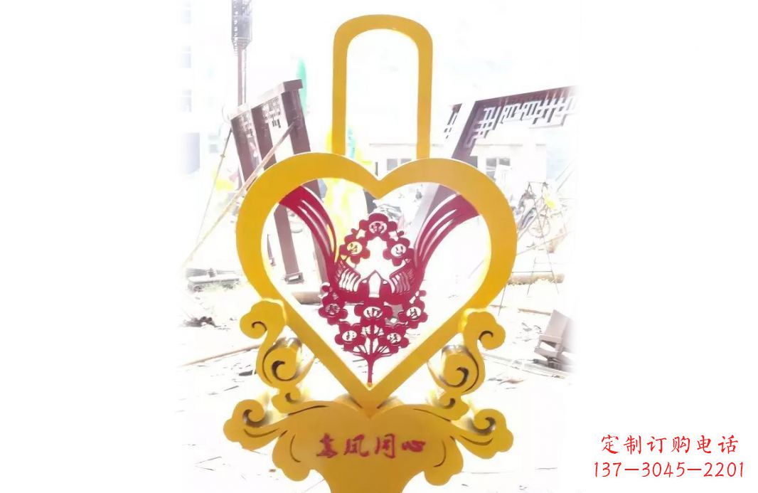 达州不锈钢龙凤同心景观雕塑