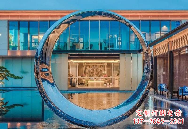 达州不锈钢镂空灯光圆环雕塑