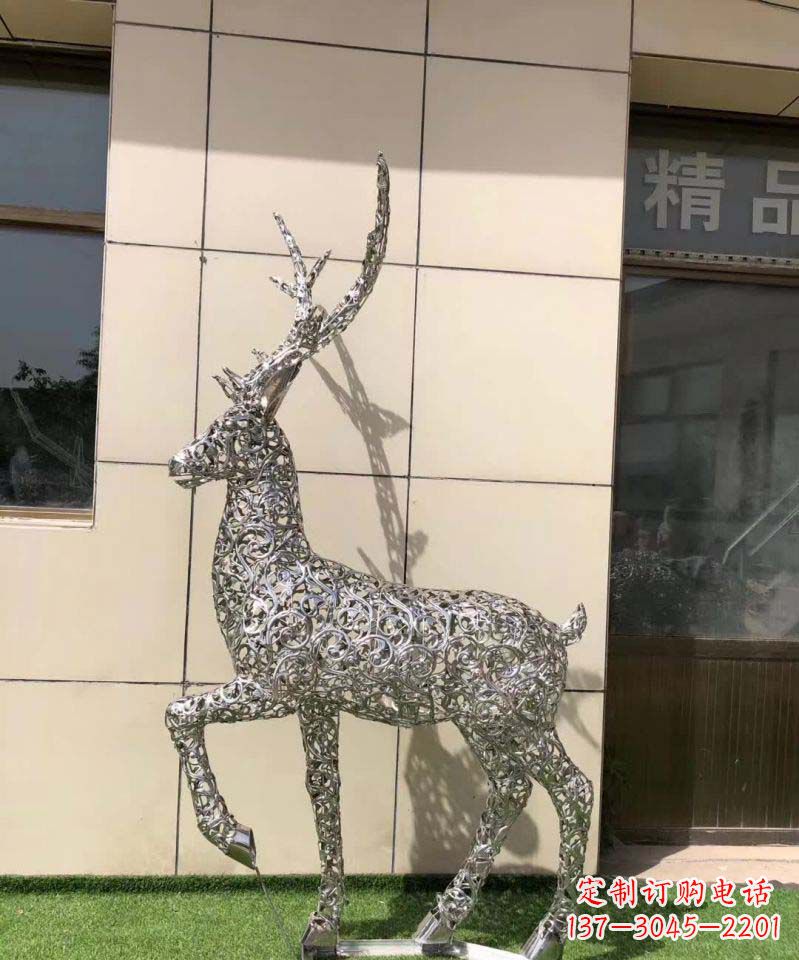 达州不锈钢镂空动物梅花鹿摆件雕塑