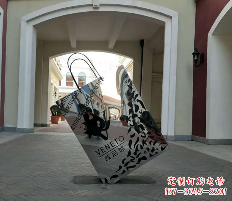 达州不锈钢镂空购物袋雕塑