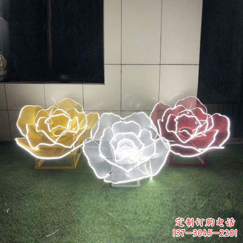 达州不锈钢镂空玫瑰花灯光雕塑