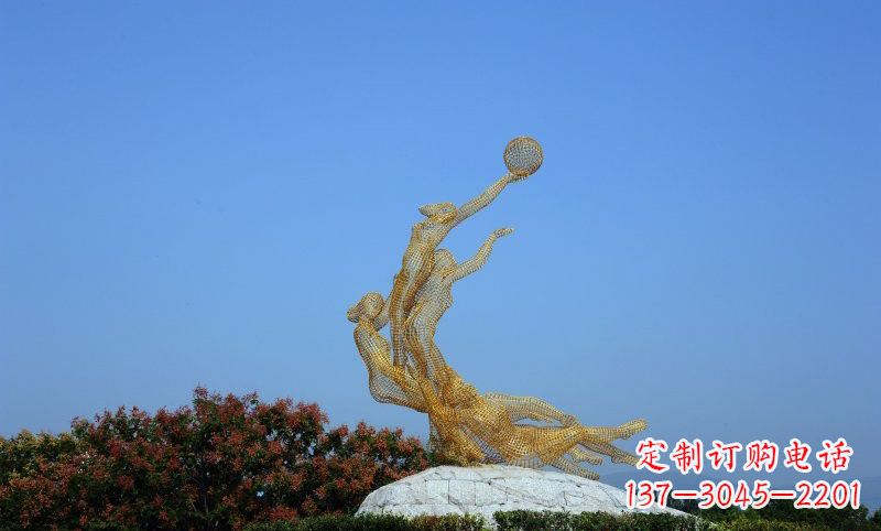 达州不锈钢镂空女排运动员雕塑