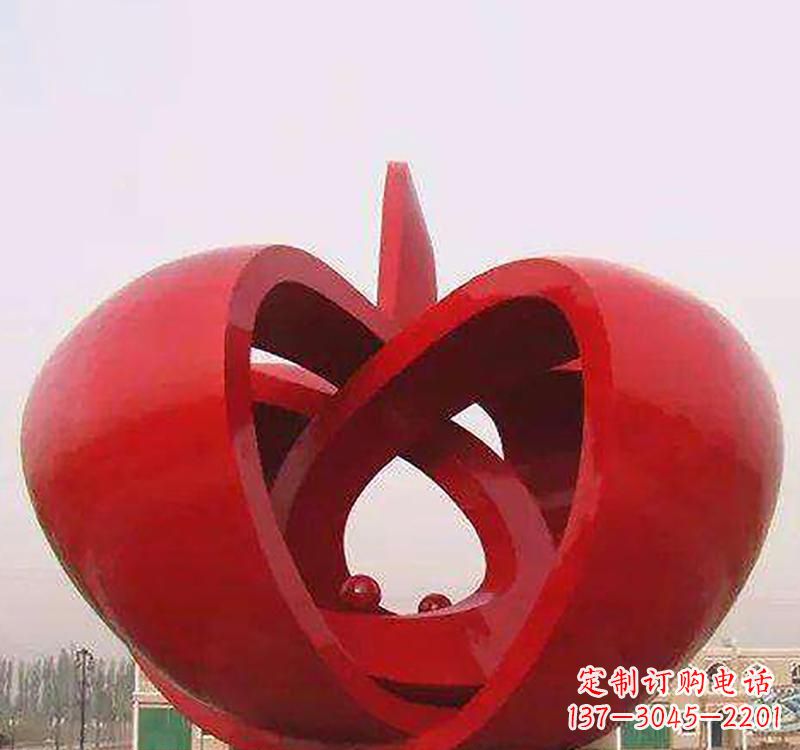 达州不锈钢镂空苹果雕塑