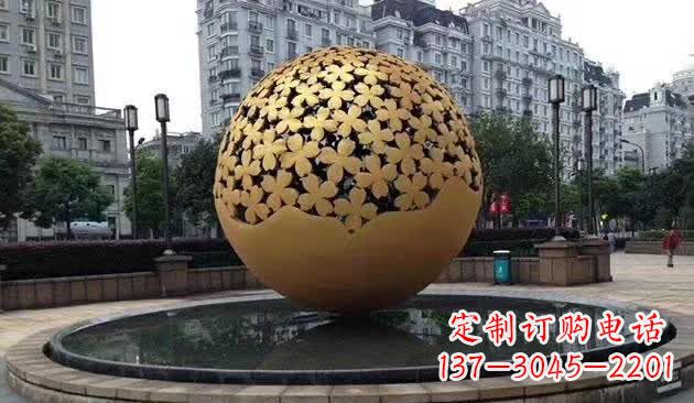 达州不锈钢镂空球喷泉雕塑