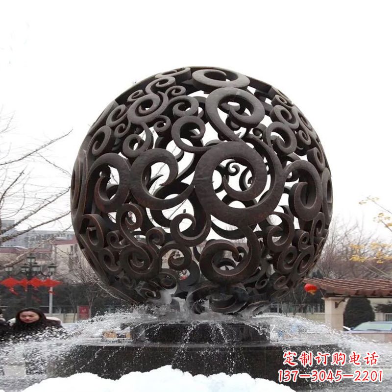 达州不锈钢镂空球水景喷泉雕塑