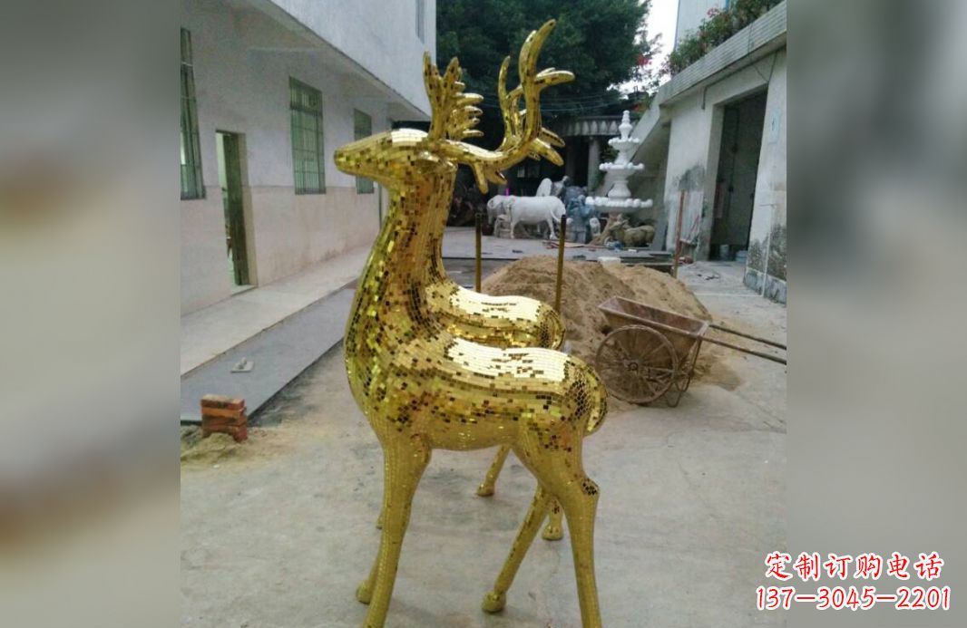达州不锈钢鹿公园动物雕塑