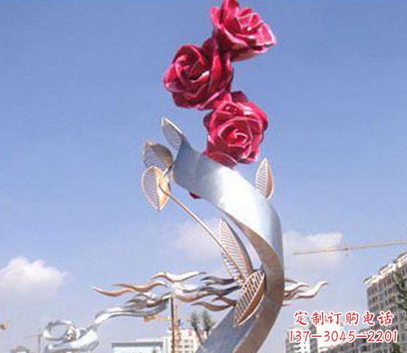 达州不锈钢玫瑰花植物雕塑