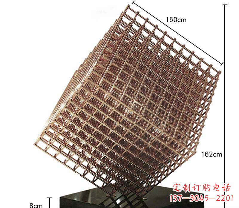 达州玫瑰金色几何雕塑