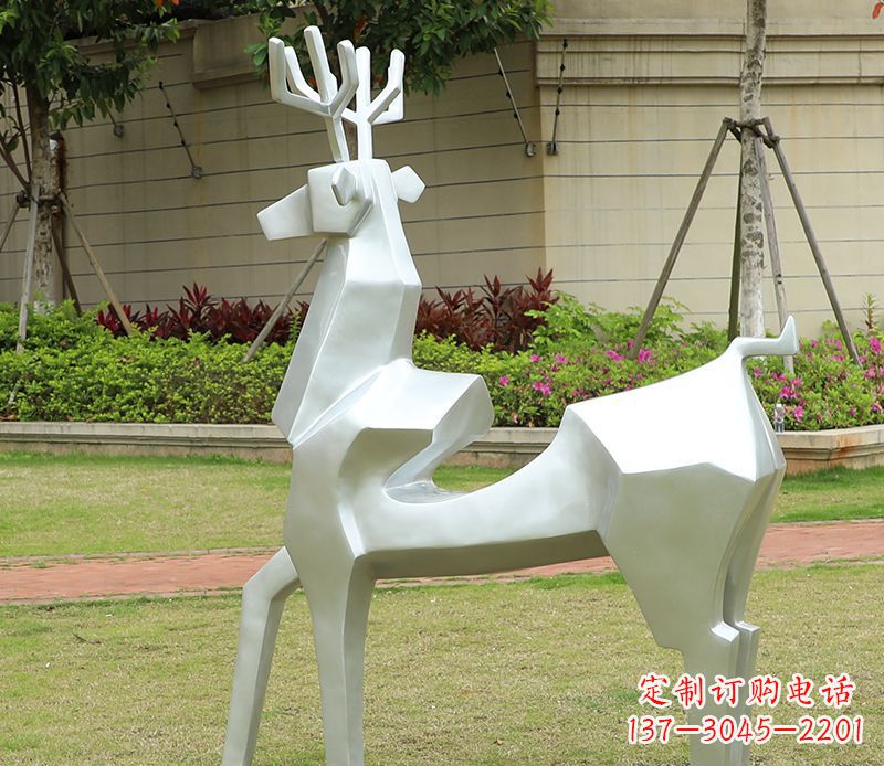 达州不锈钢美陈动物雕塑——鹿
