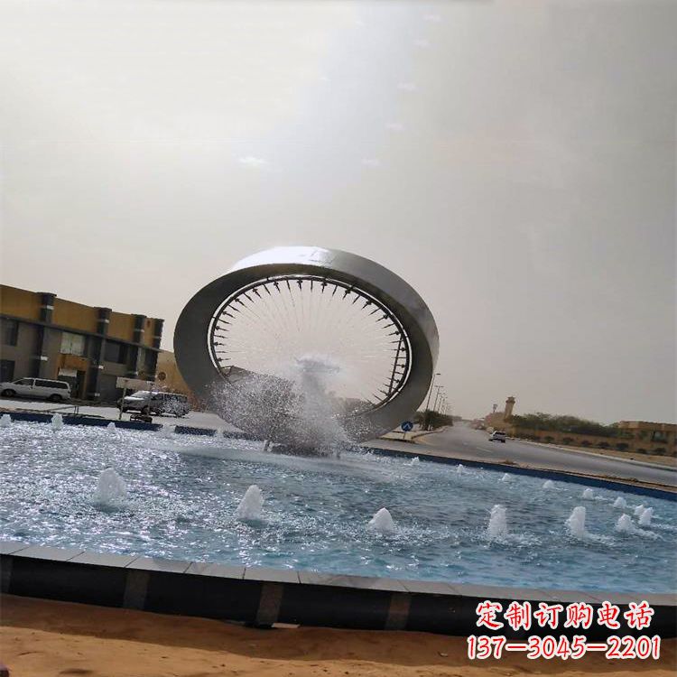 达州不锈钢喷泉水景环形雕塑