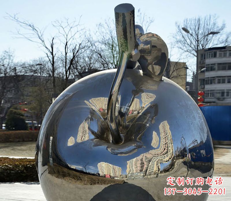 达州不锈钢苹果镜面雕塑