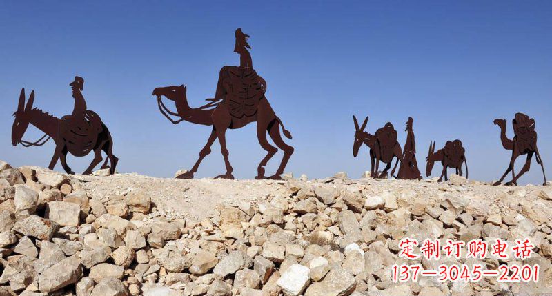 达州不锈钢骑骆驼剪影公园雕塑