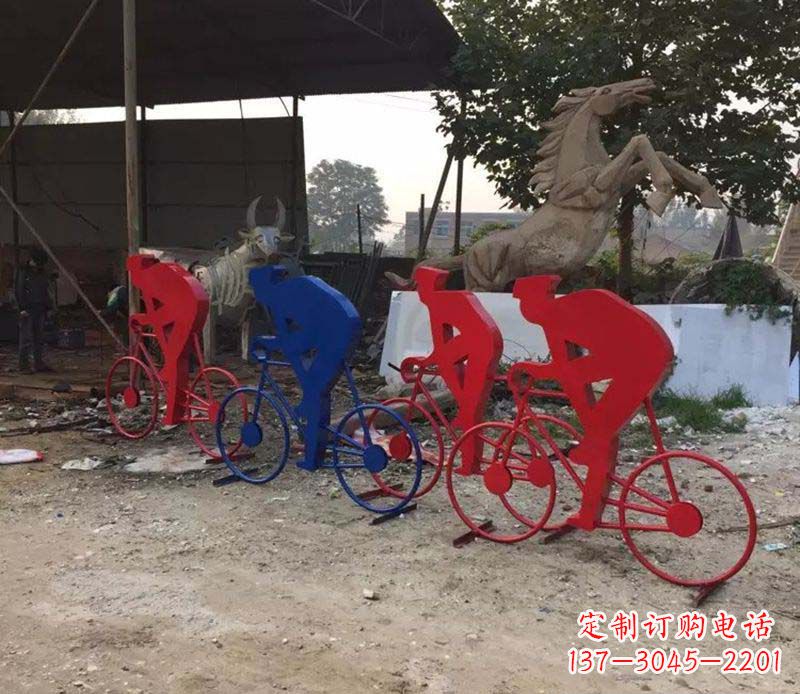 达州不锈钢骑自行车人物雕塑