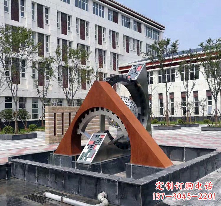 达州不锈钢企业抽象匠心齿轮雕塑