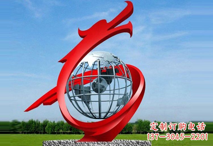 达州不锈钢地球雕塑精美雕塑饰以美丽世界
