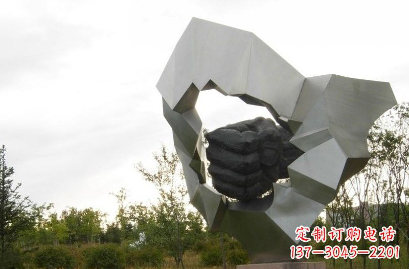 达州不锈钢拳头雕塑222