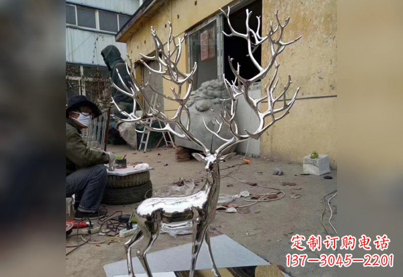 达州不锈钢树枝鹿雕塑