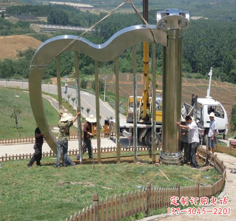 达州音乐美学不锈钢竖琴雕塑