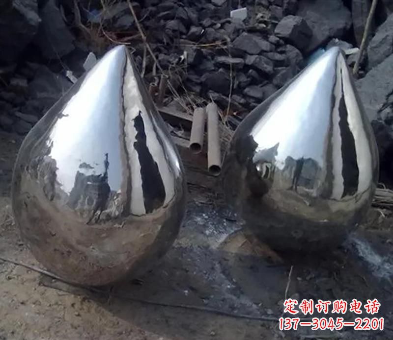 达州不锈钢水滴雕塑美丽绽放