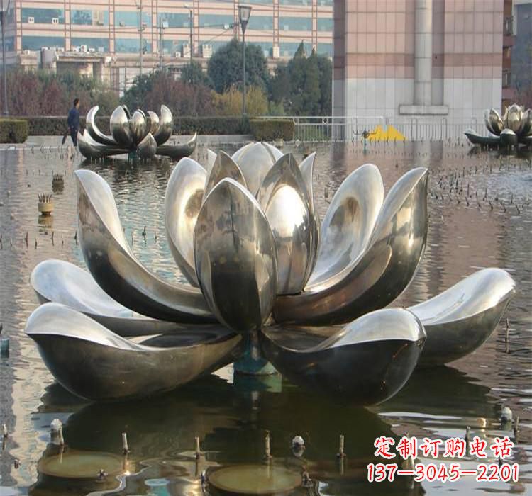 达州不锈钢水景荷花雕塑质朴之美