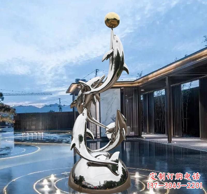 达州海豚的优雅身姿——不锈钢水景雕塑