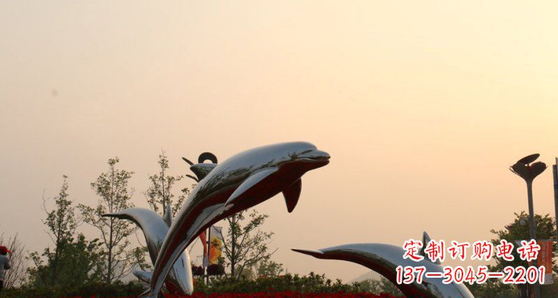达州不锈钢海豚雕塑跳跃的美丽
