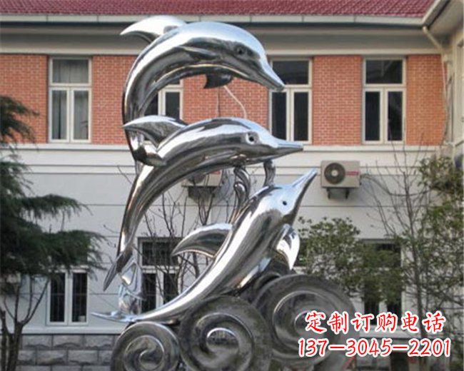 达州不锈钢跳跃海豚雕塑 (3)