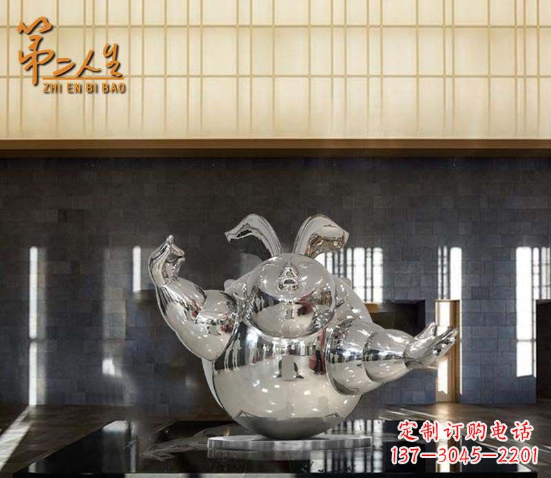 达州不锈钢兔子抽象雕塑