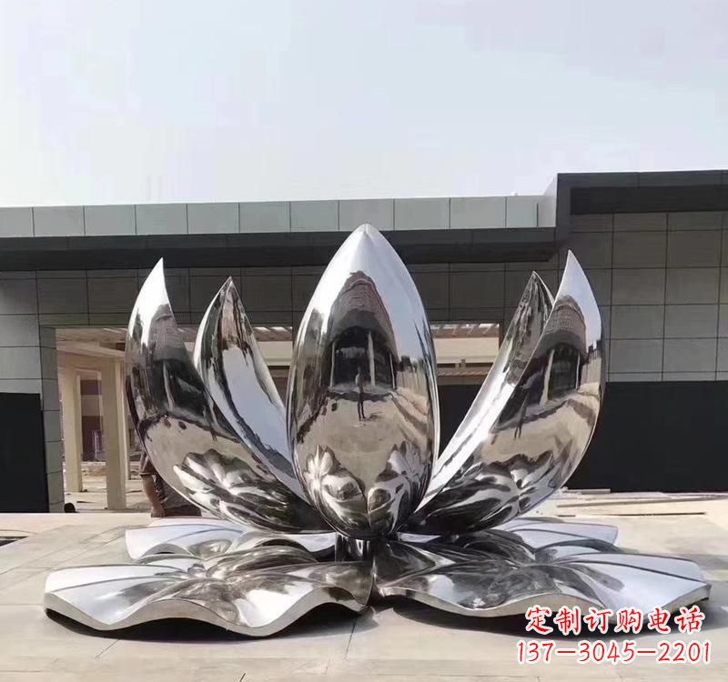 达州不锈钢现代镜面荷花雕塑精美绝伦