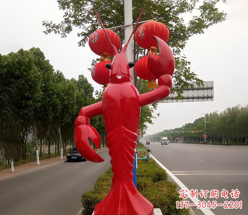 达州不锈钢小龙虾雕塑精美之灵