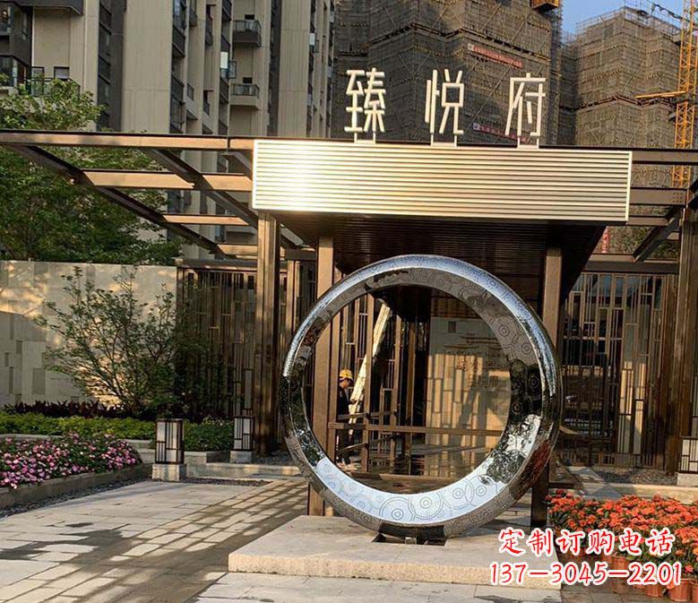 达州不锈钢小区景观圆环雕塑