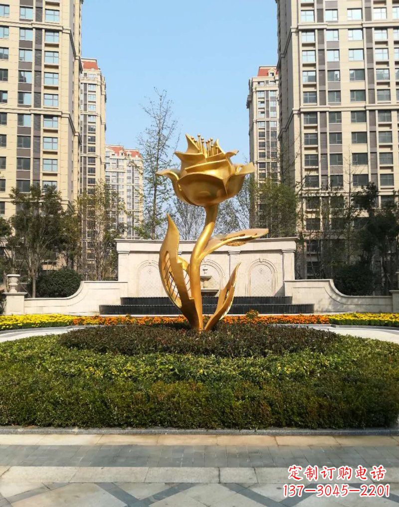 达州不锈钢小区玫瑰花雕塑
