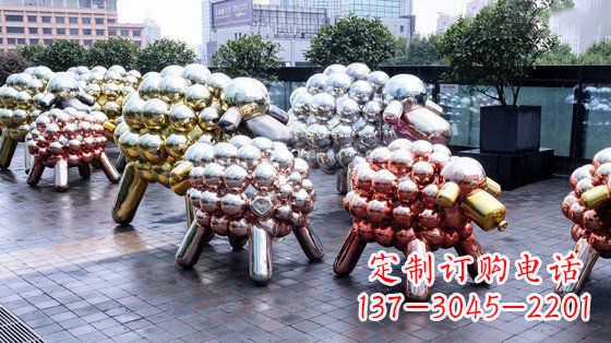 达州不锈钢小羊肖恩抽象动物雕塑
