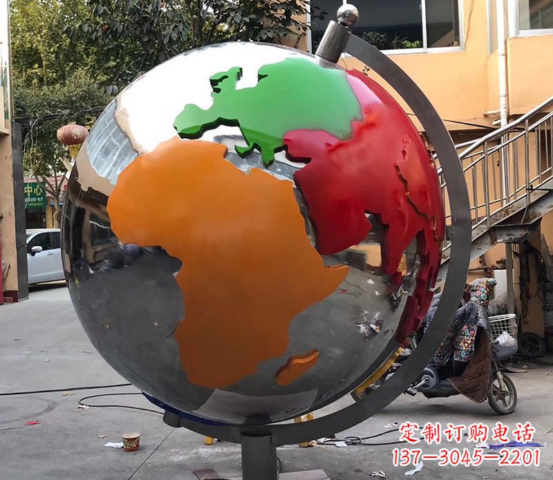 达州不锈钢校园地球仪雕塑 (2)