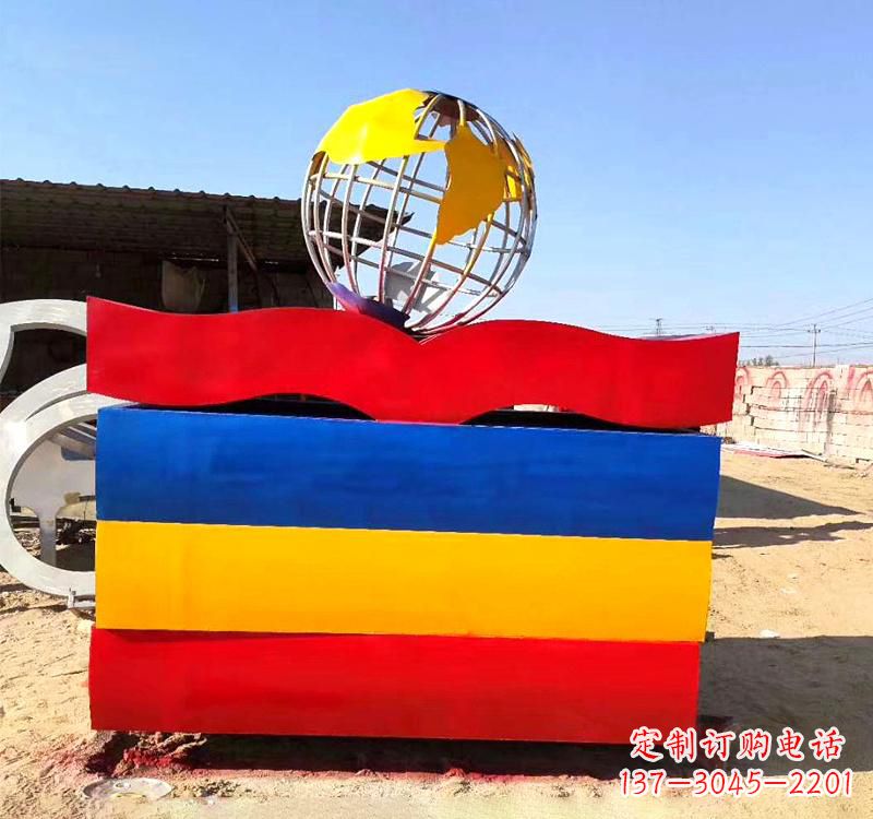 达州不锈钢校园地球仪雕塑缅怀地球之美