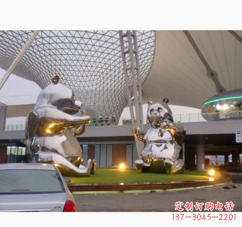 达州不锈钢熊猫雕塑