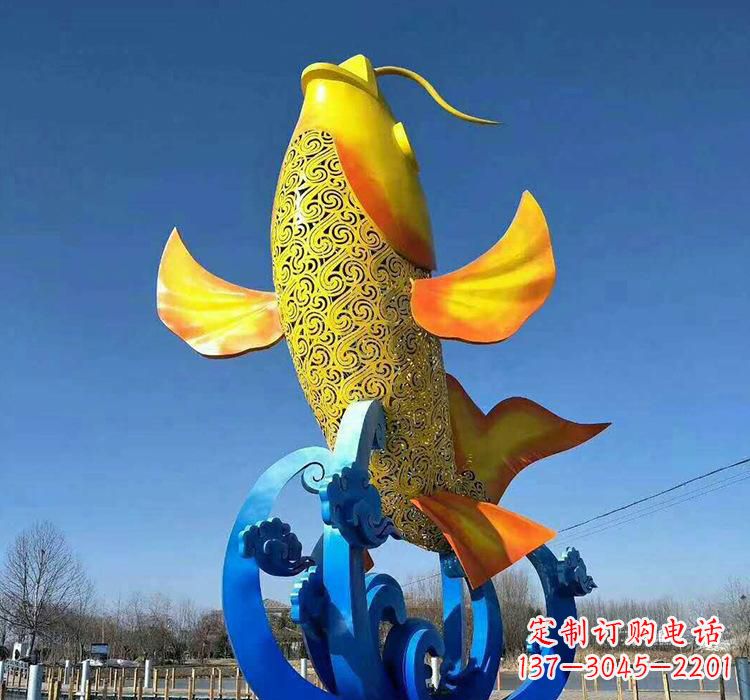 达州不锈钢艺术鲤鱼雕塑