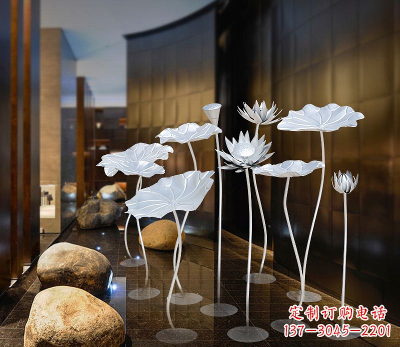 达州不锈钢银色荷花雕塑精美外形魅力无限