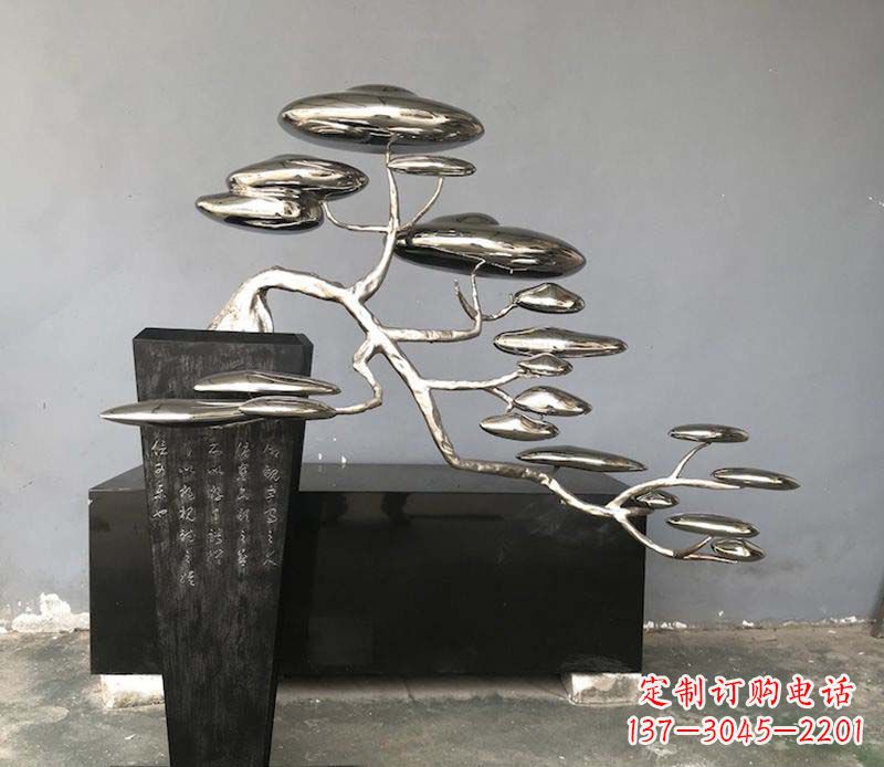 达州不锈钢迎客松景观雕塑