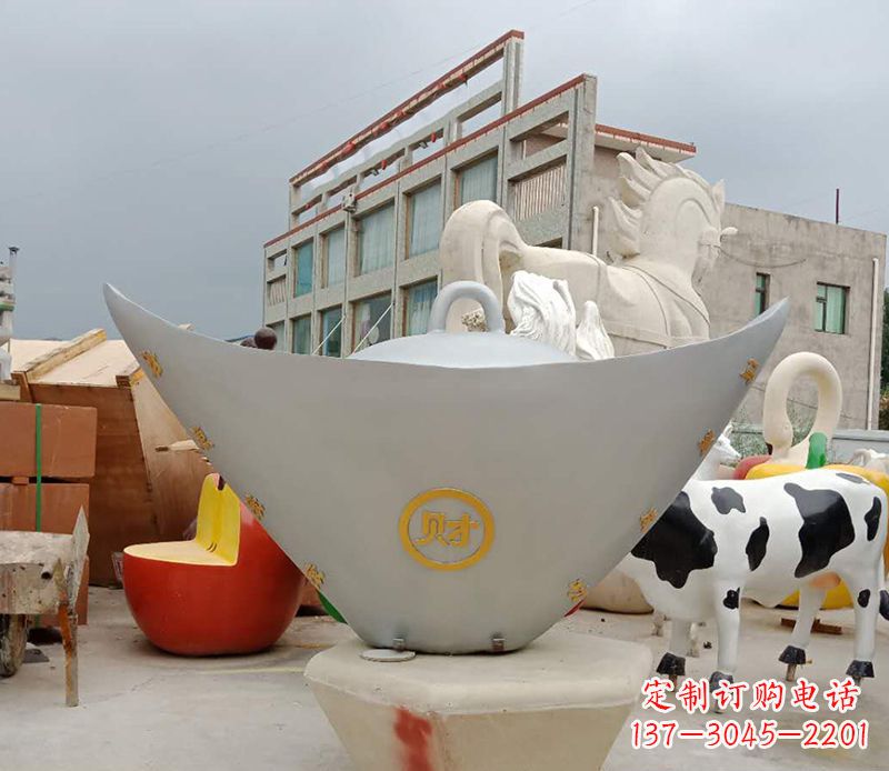 达州不锈钢元宝雕塑精美而珍贵
