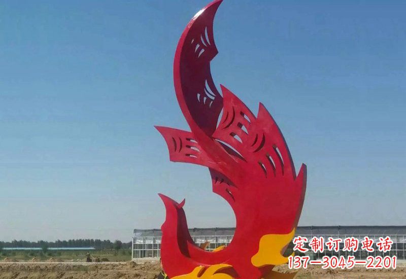 达州凤凰雕塑传承不锈钢园林艺术