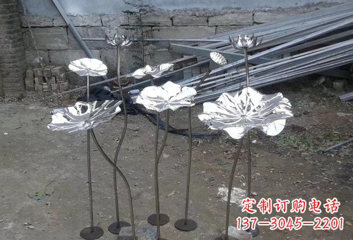 达州不锈钢园林荷花荷叶雕塑