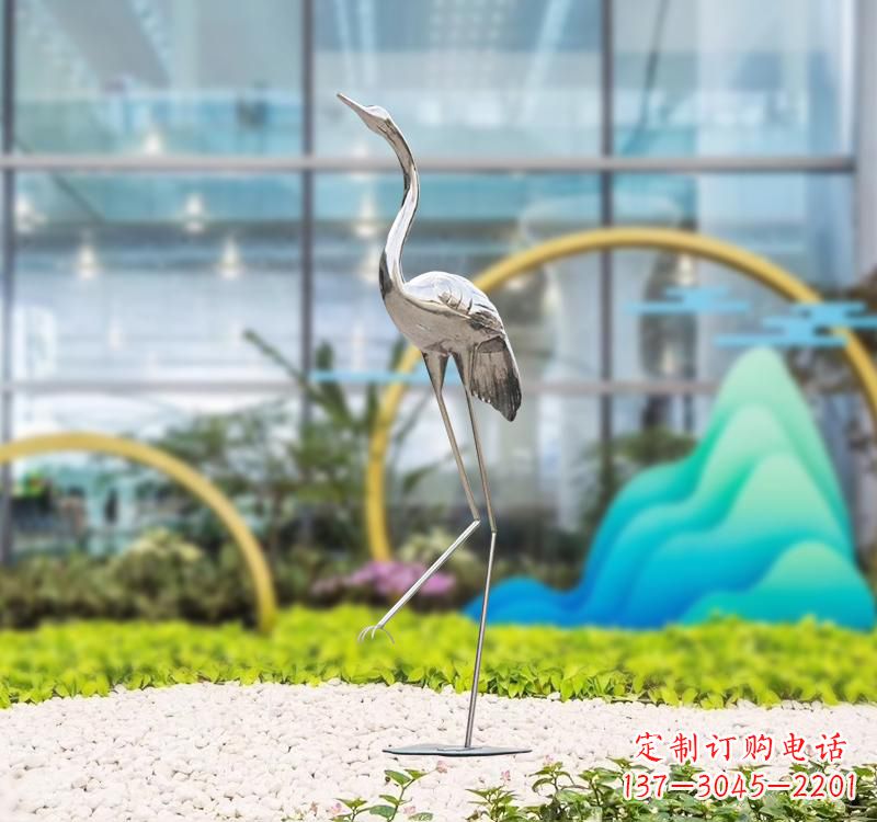 达州不锈钢展翅仙鹤雕塑